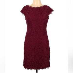 Eliza J Cap Sleeve Lace Burgundy Sheath Dress